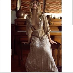 RAGA Plunging Neckline Velvet Maxi Dress